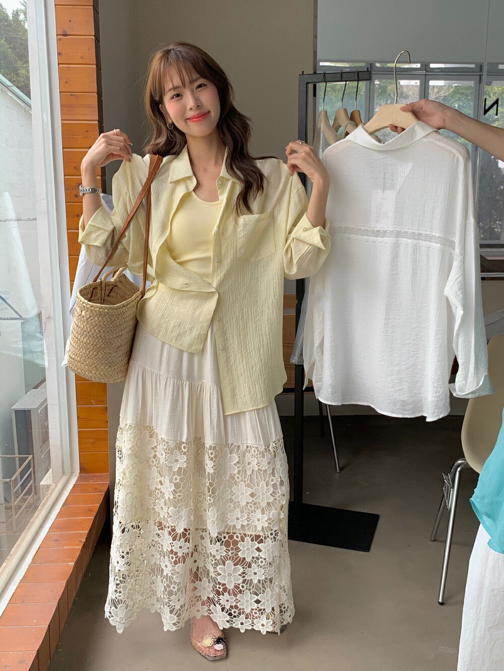 重工鏤空刺繡A字半身裙