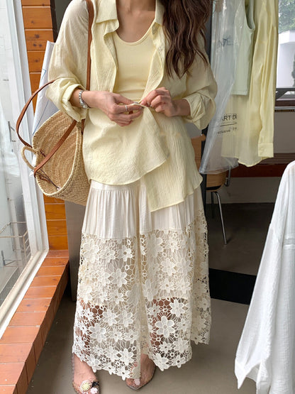 重工鏤空刺繡A字半身裙