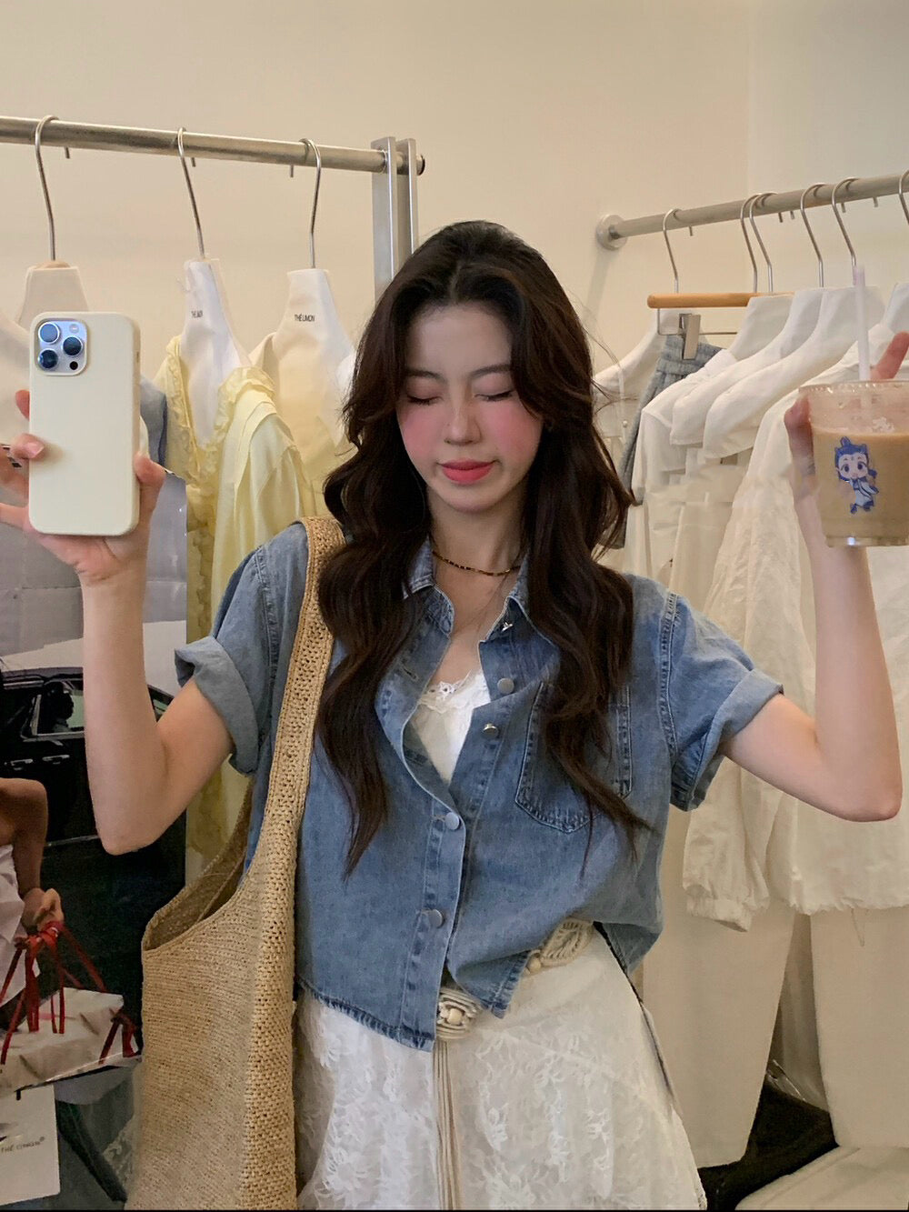 Versatile Slimming Short-Sleeve Denim Jacket