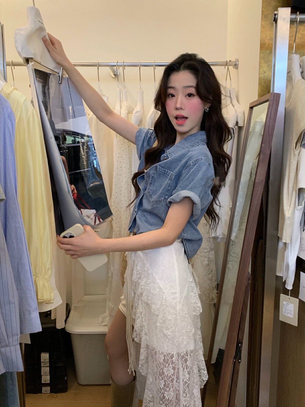 Versatile Slimming Short-Sleeve Denim Jacket