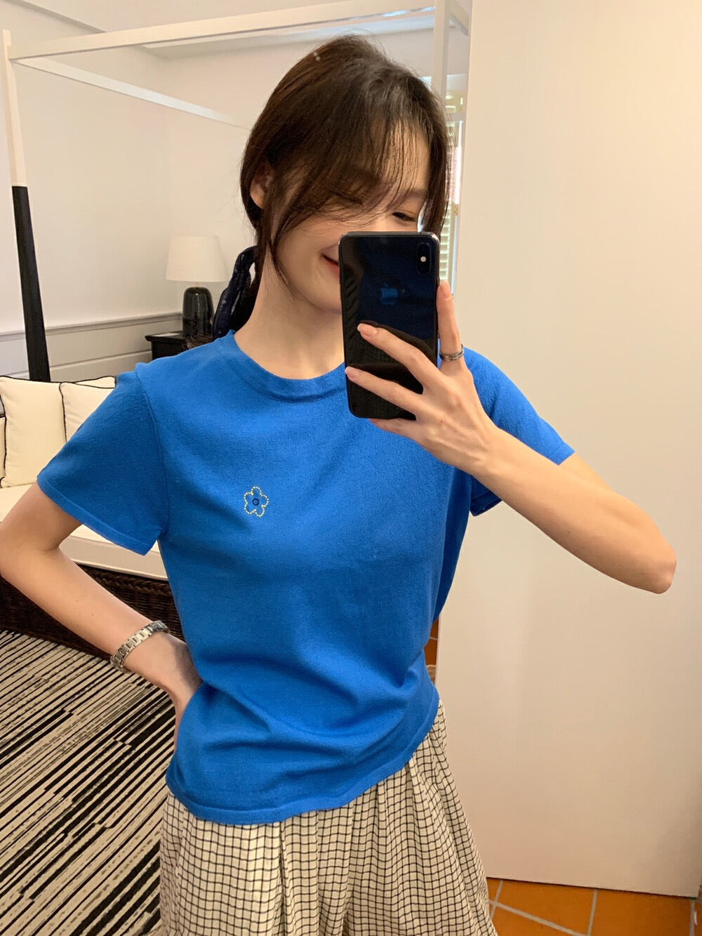 刺繡小花針織top