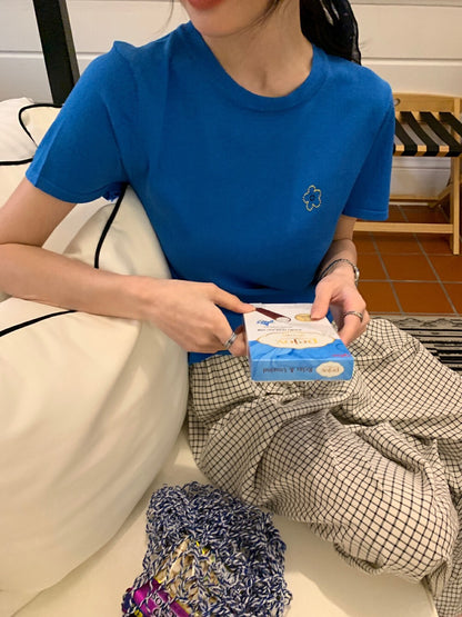 刺繡小花針織top