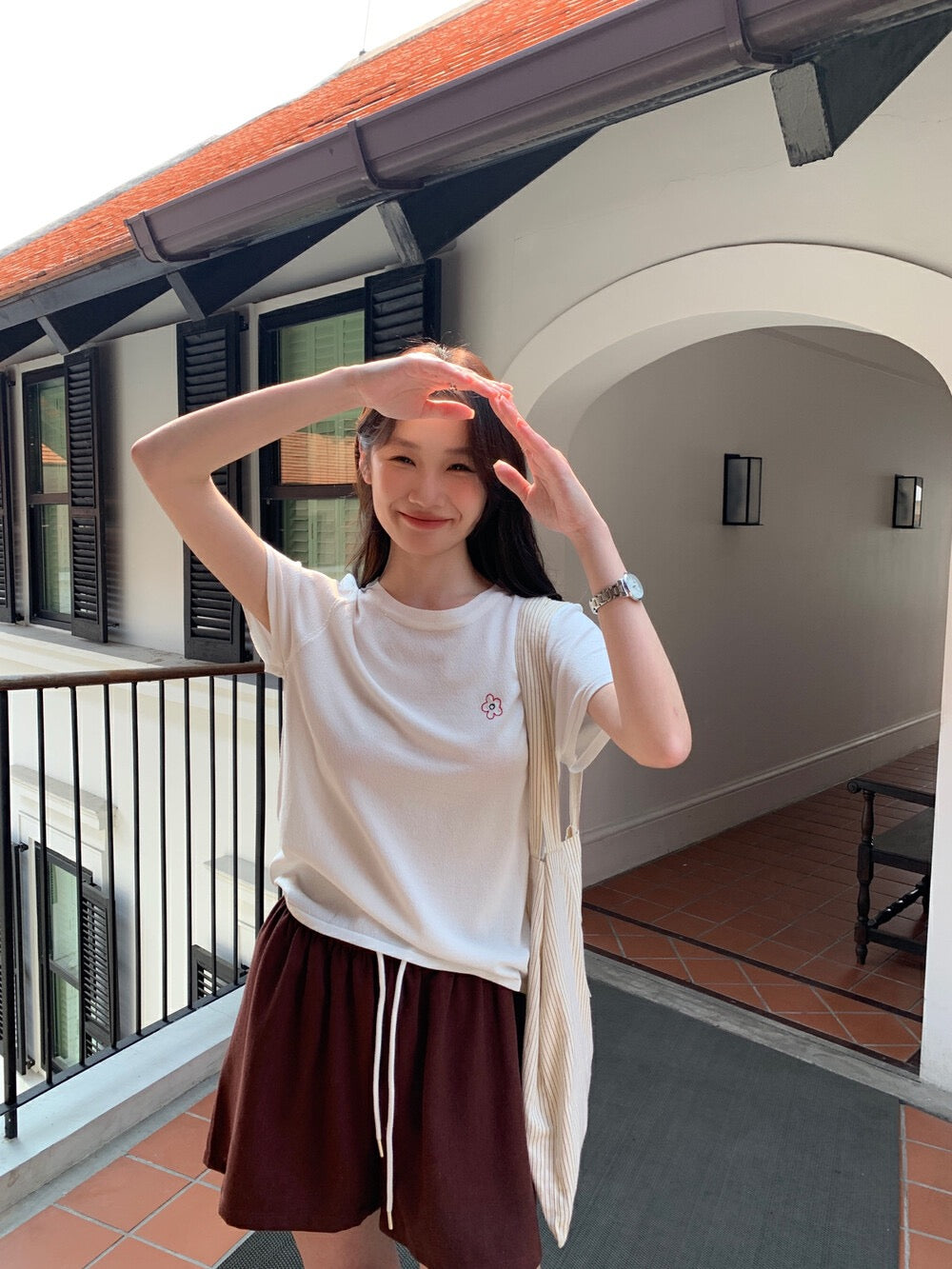 刺繡小花針織top