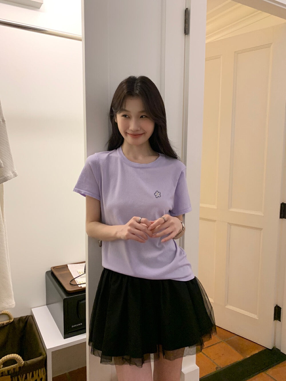 刺繡小花針織top