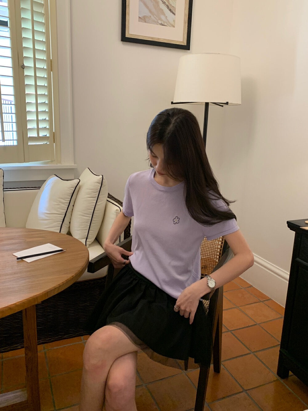 刺繡小花針織top