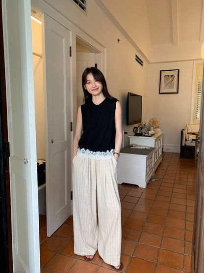 Lace Trim Hem Knitted Vest