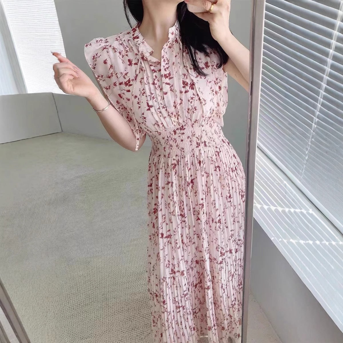 Sweet Flutter Sleeve Floral Dress