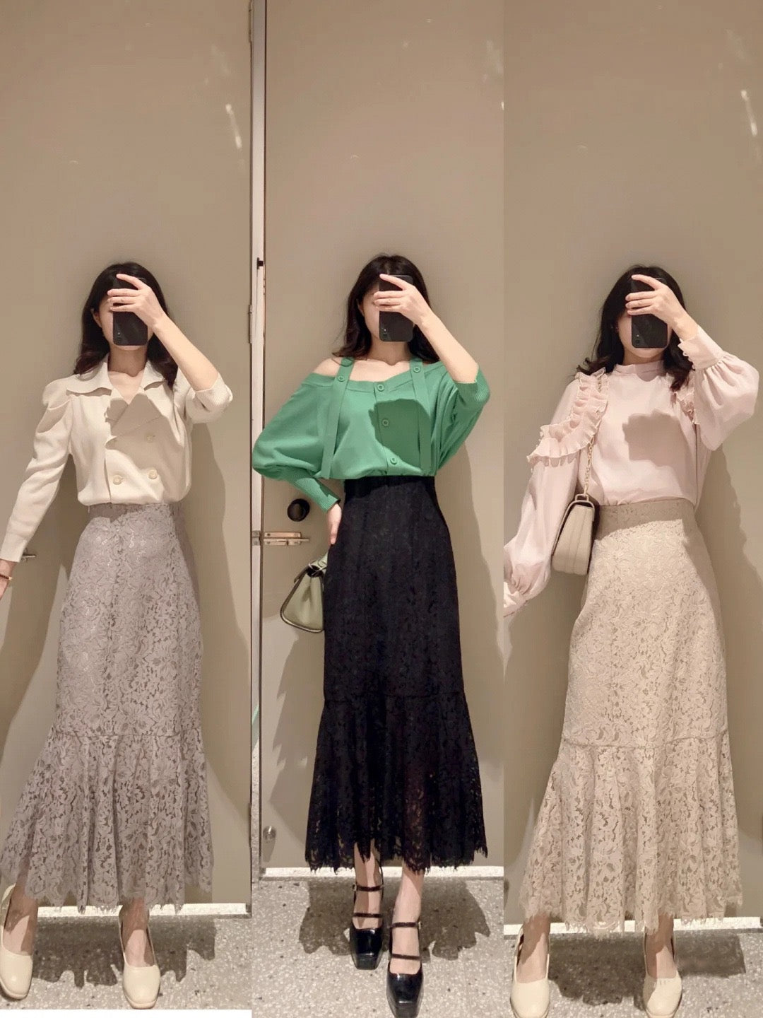 高腰蕾絲魚尾裙