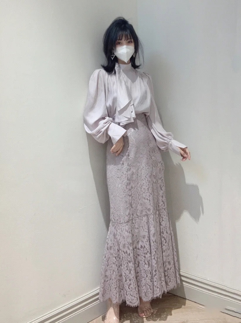 高腰蕾絲魚尾裙