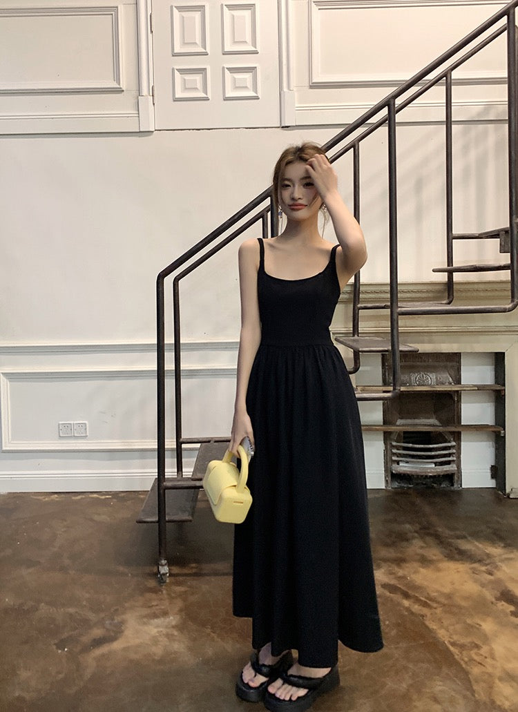 拼接吊帶連身裙