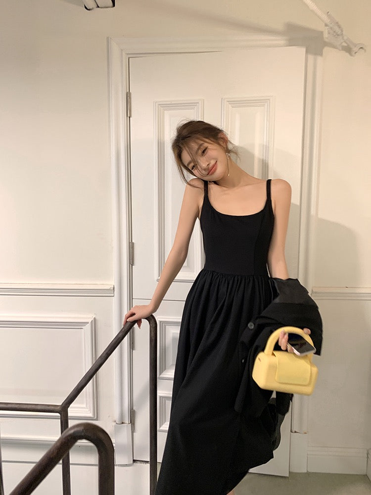 拼接吊帶連身裙