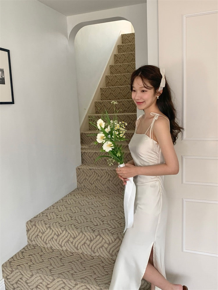 絲光緞面吊帶裙