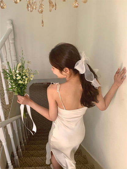 絲光緞面吊帶裙