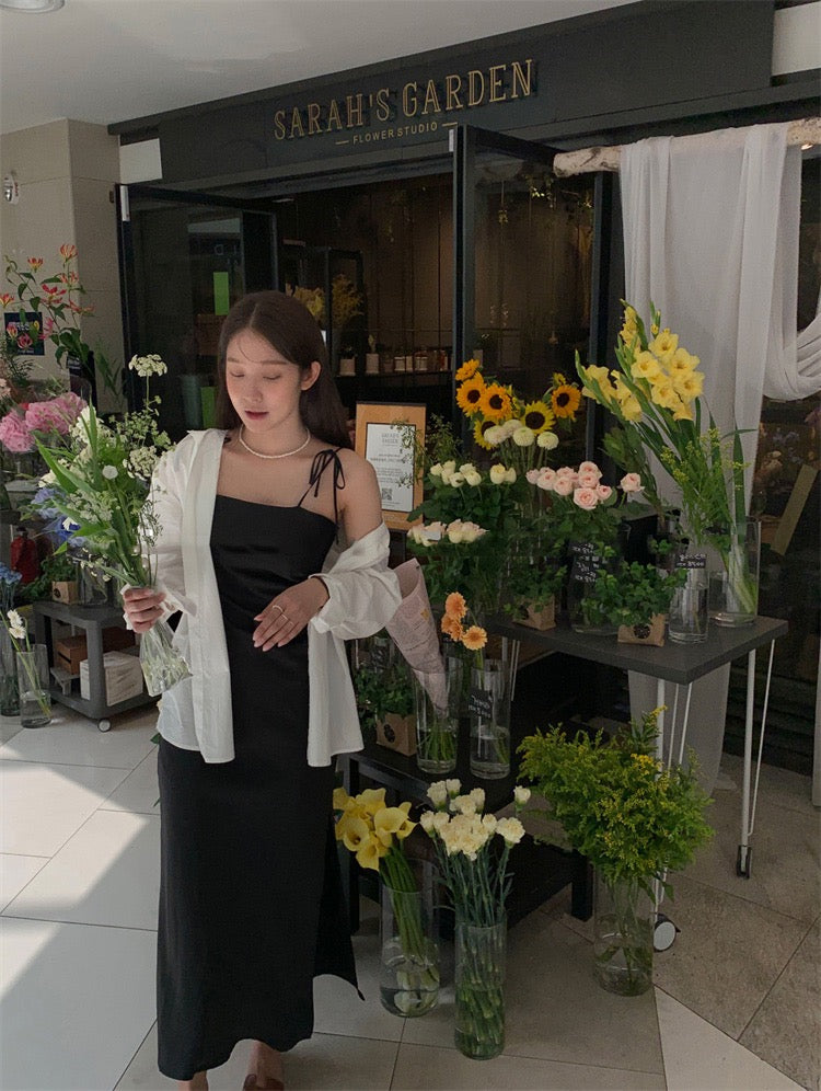 絲光緞面吊帶裙