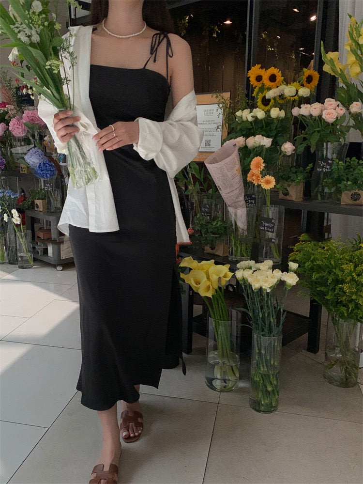 絲光緞面吊帶裙