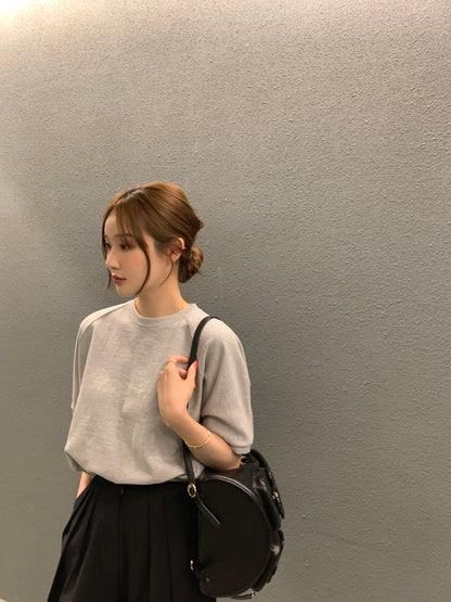 crew neck short-sleeve sweatshirt