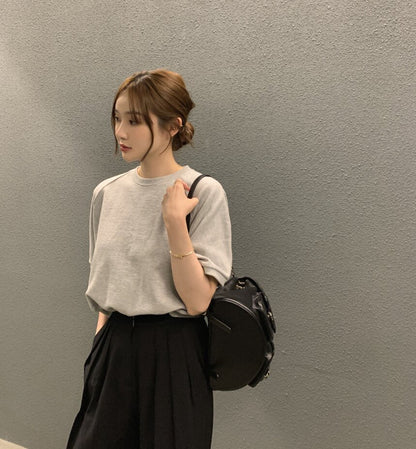 crew neck short-sleeve sweatshirt