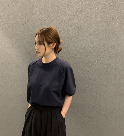 crew neck short-sleeve sweatshirt