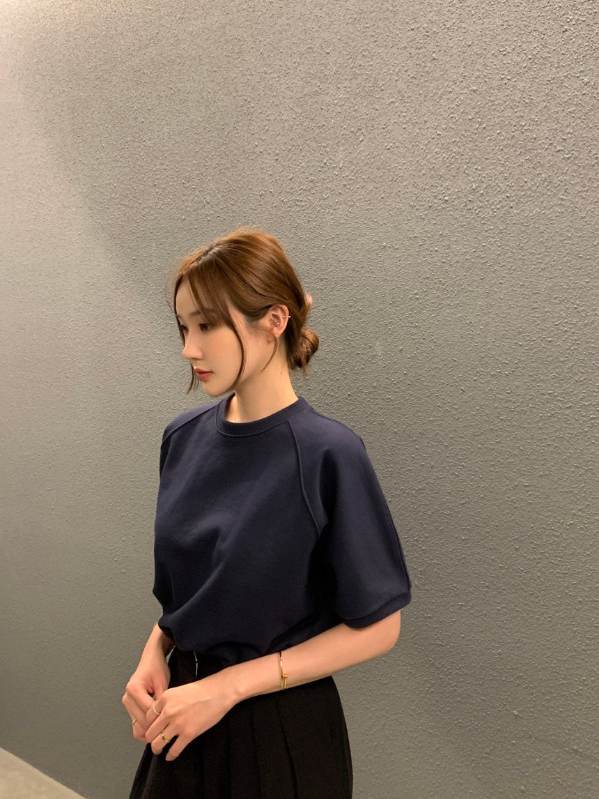 crew neck short-sleeve sweatshirt