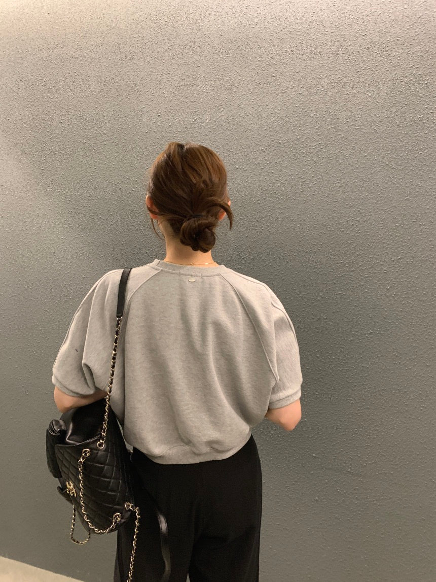 crew neck short-sleeve sweatshirt