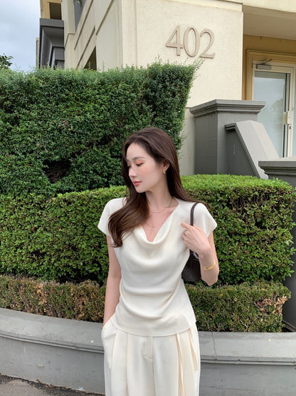 蕩領正肩針織top