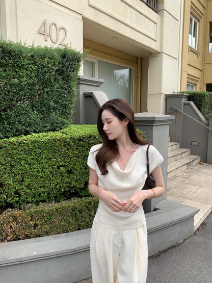 蕩領正肩針織top