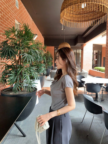 蕩領正肩針織top