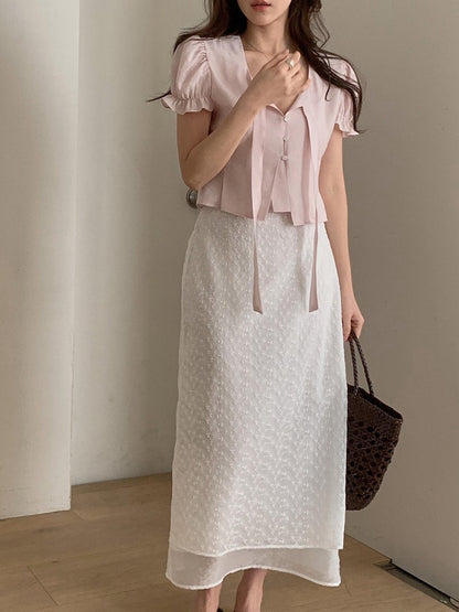 泡泡袖木耳邊恤衫