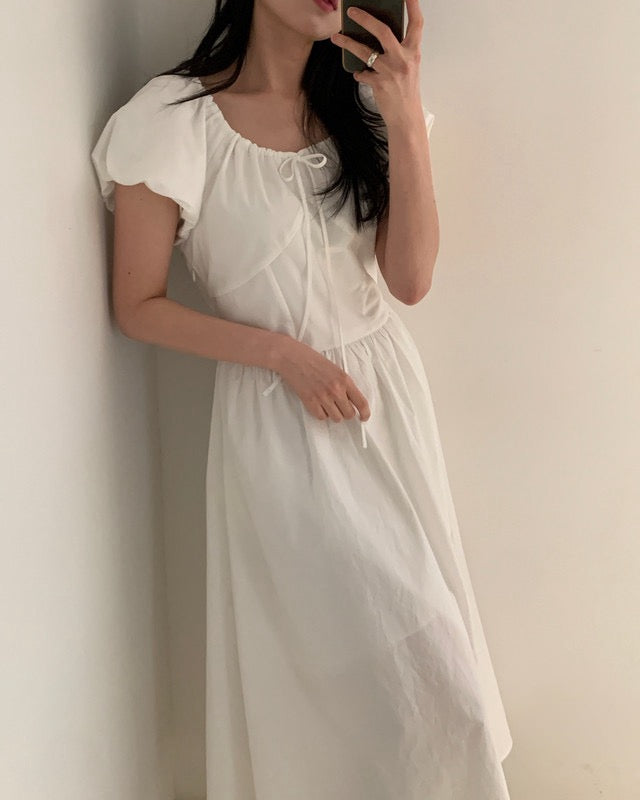 クロシェセーターストラップキャミソール+パフスリーブワンピースセット