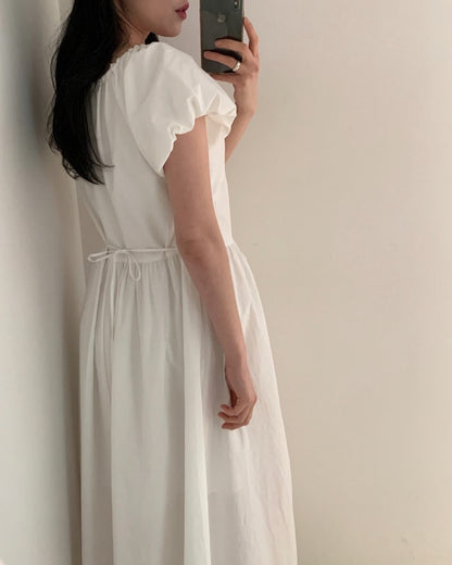 クロシェセーターストラップキャミソール+パフスリーブワンピースセット