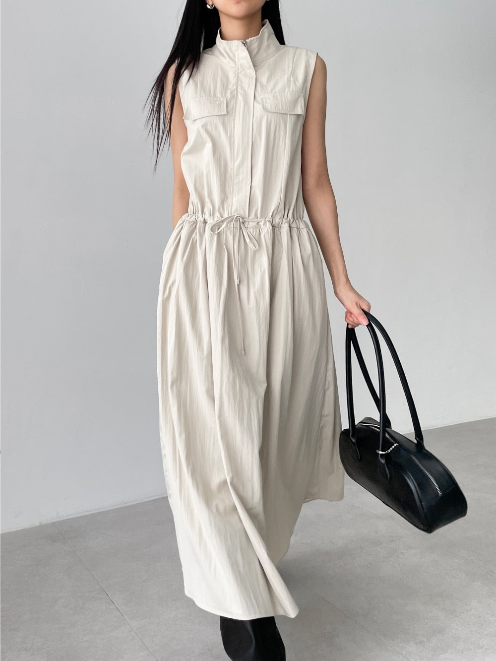 工裝抽繩收腰連身裙