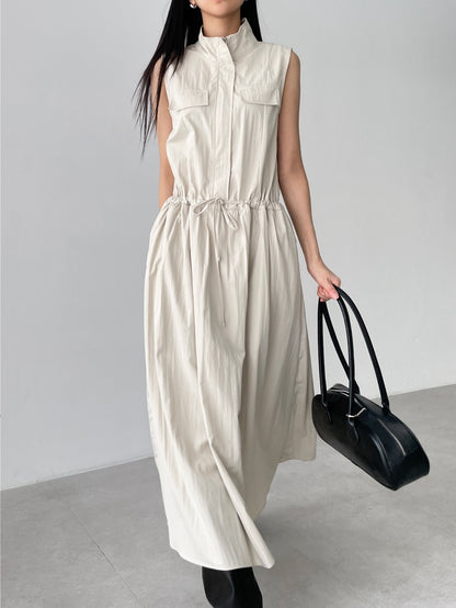 工裝抽繩收腰連身裙