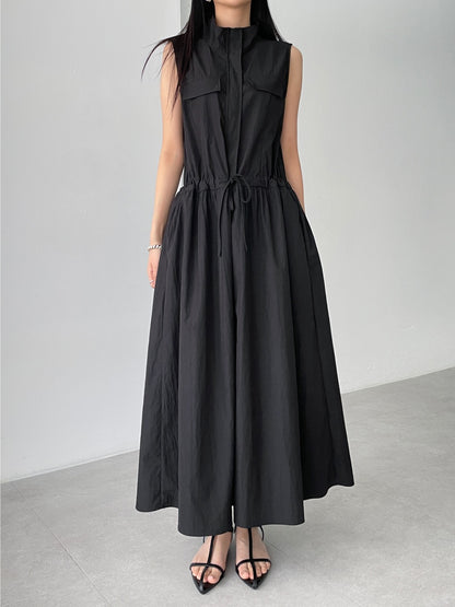 工裝抽繩收腰連身裙