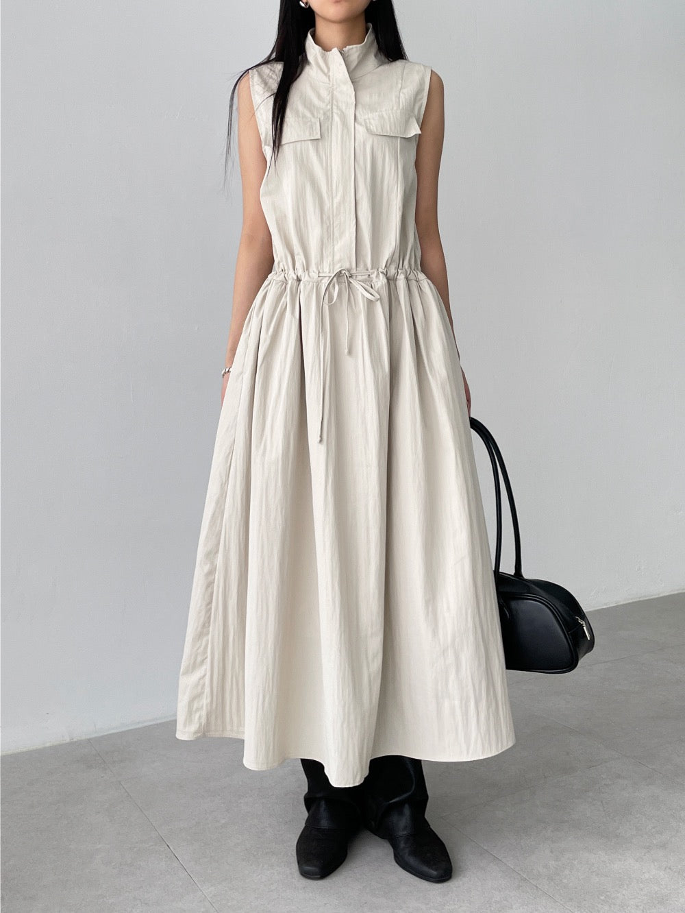 工裝抽繩收腰連身裙