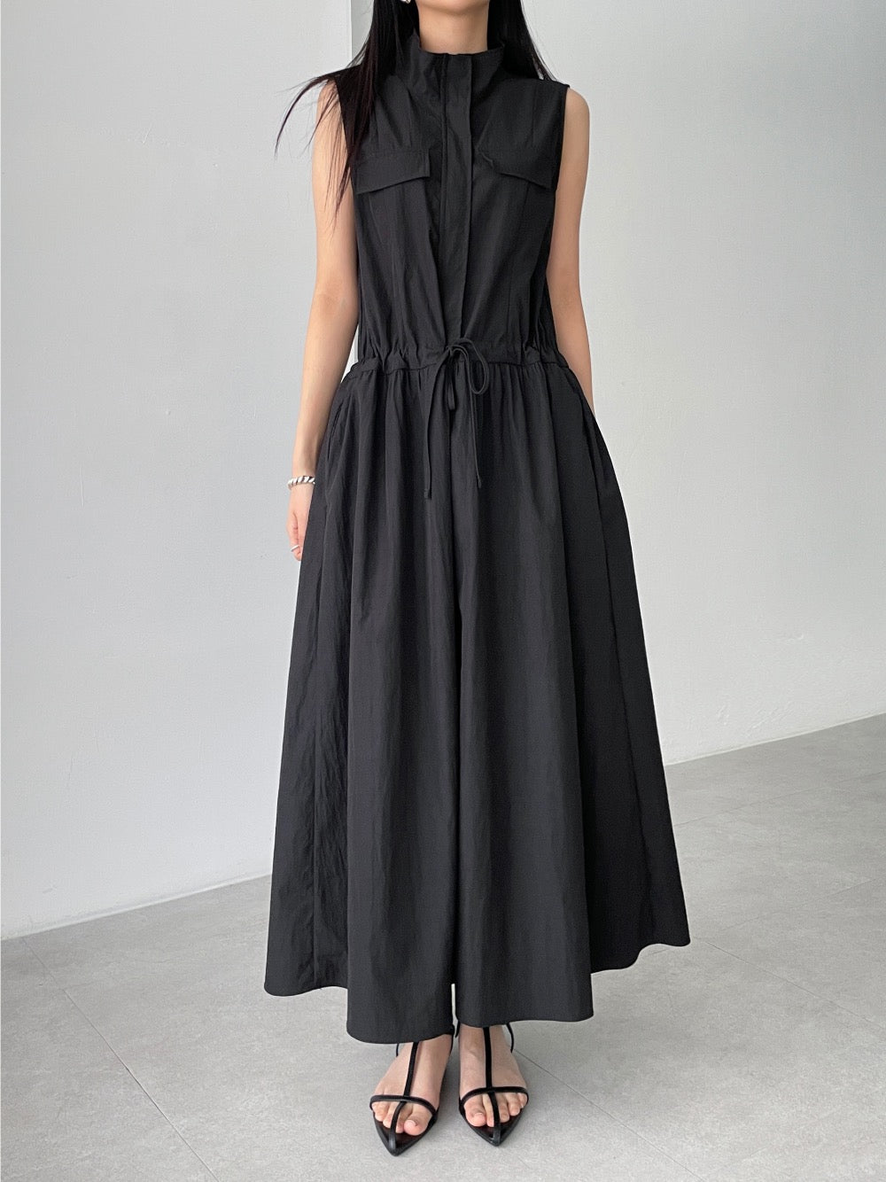 工裝抽繩收腰連身裙