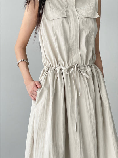 工裝抽繩收腰連身裙