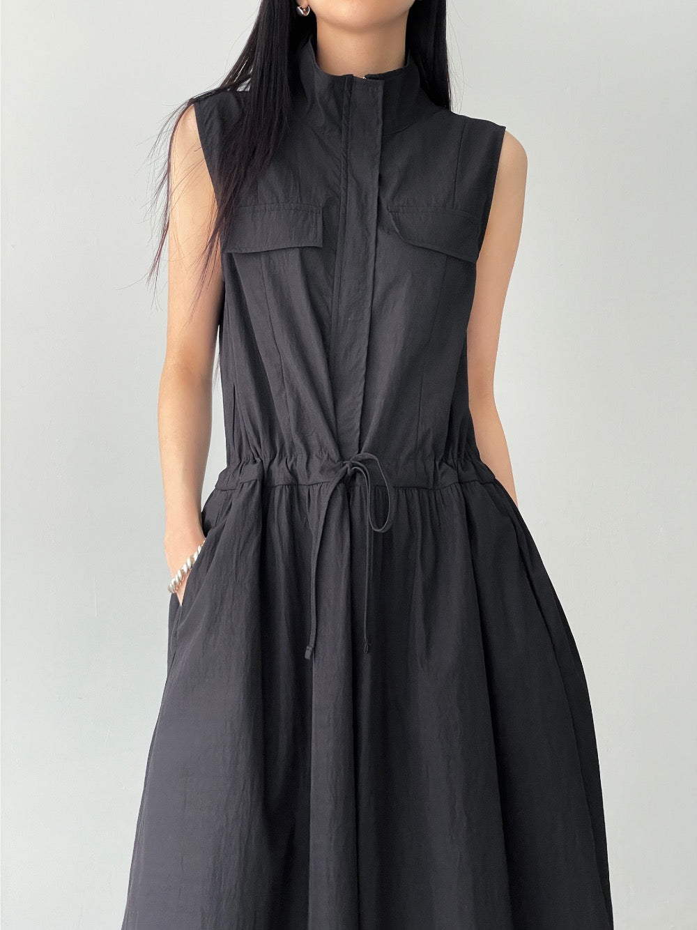 工裝抽繩收腰連身裙