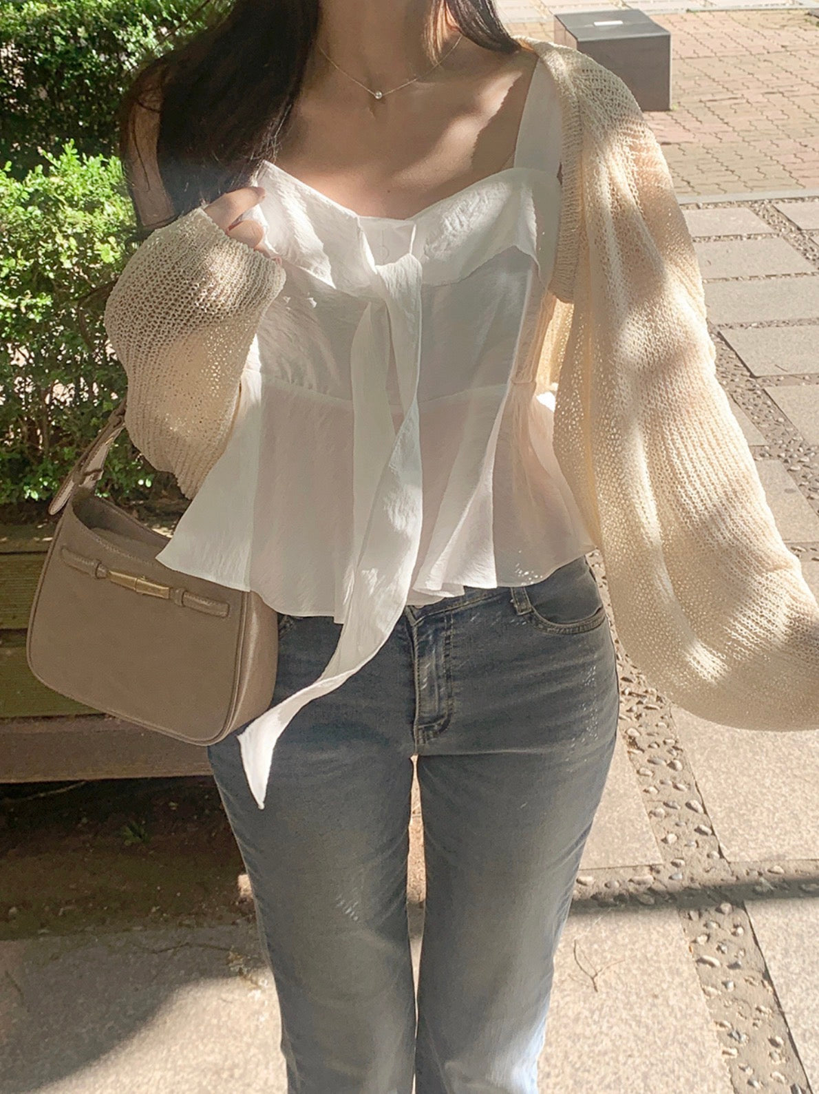 Sweet Lace-up Strap Top with Ruffles