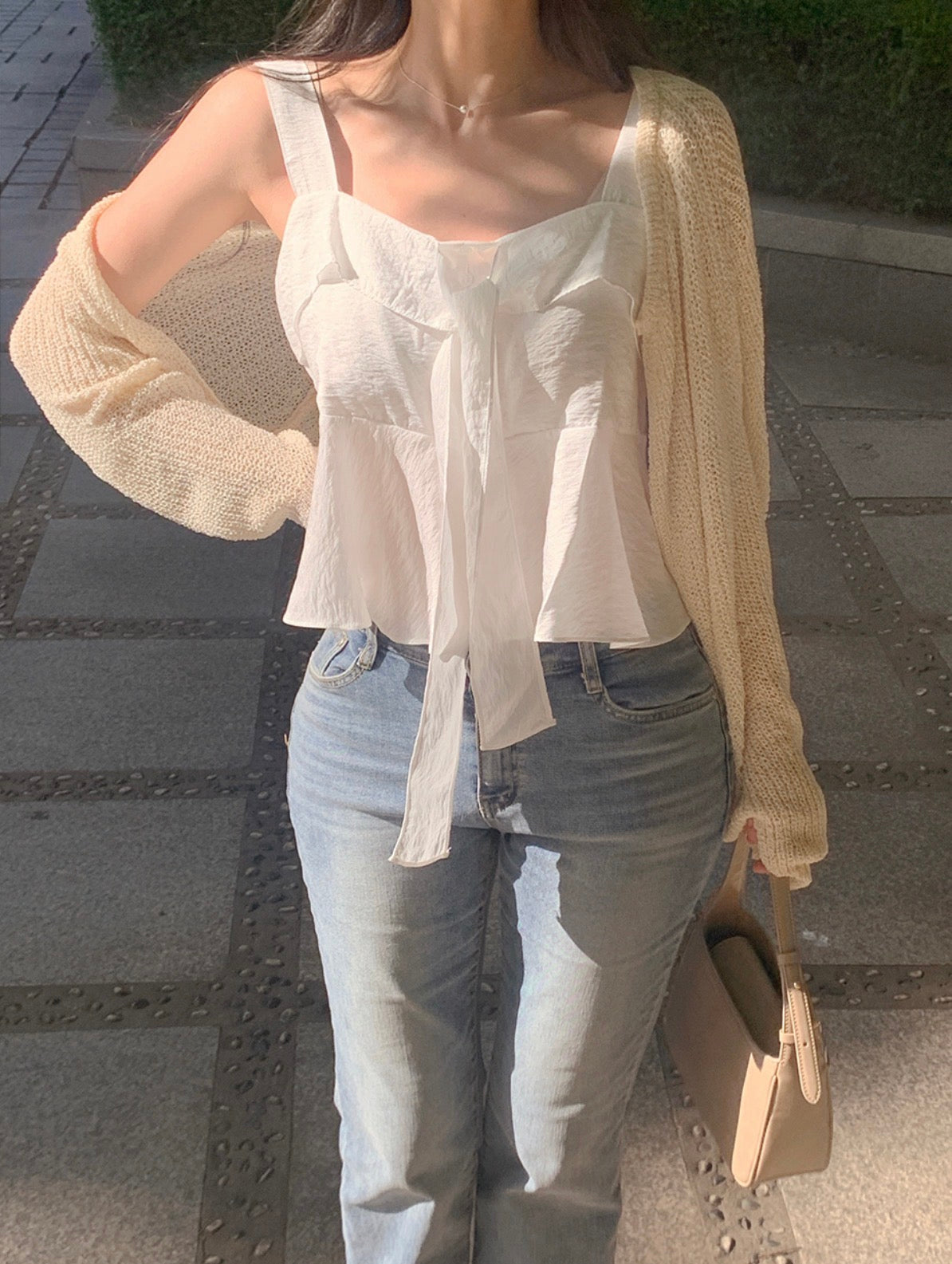 Sweet Lace-up Strap Top with Ruffles