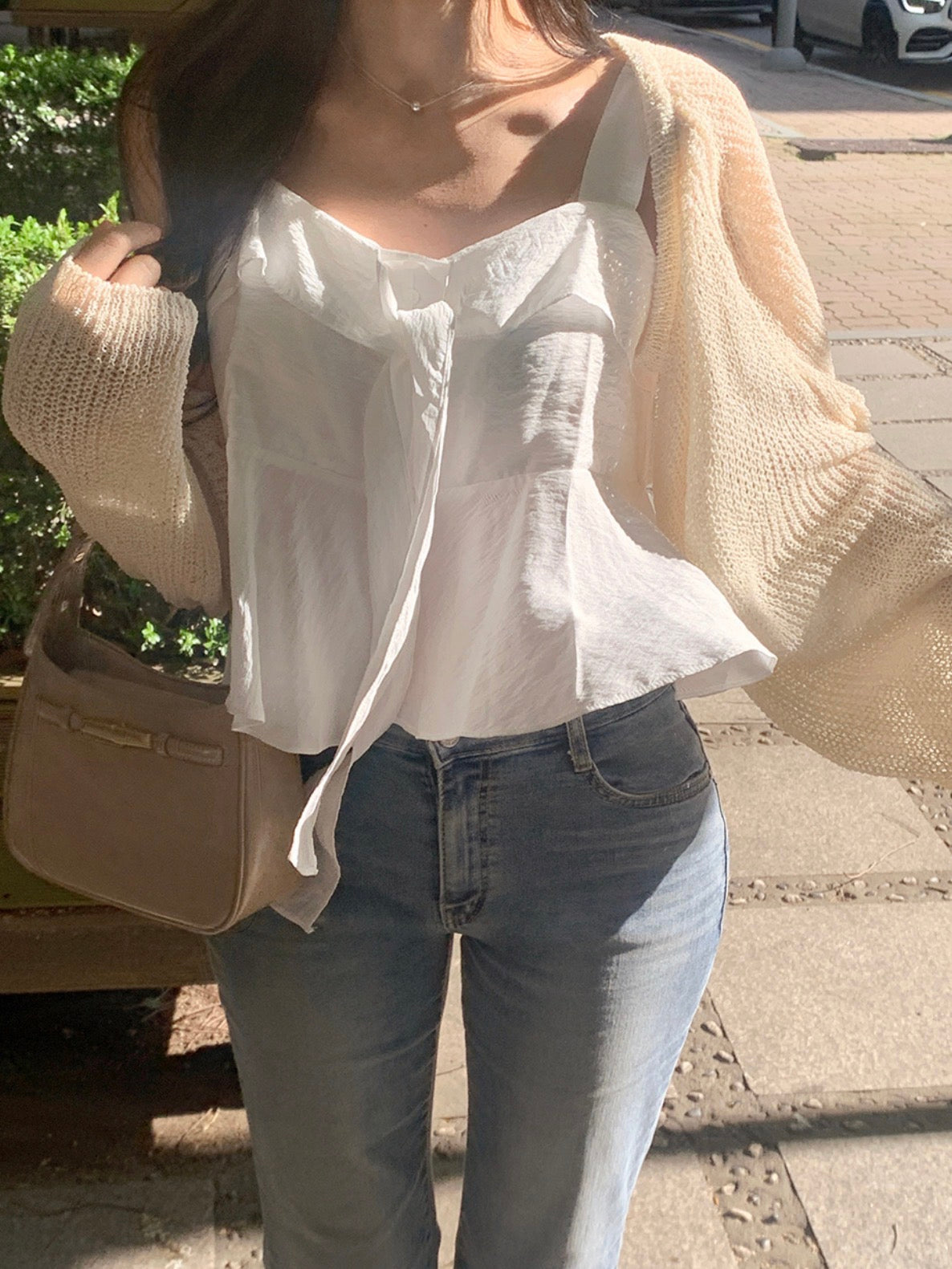 Sweet Lace-up Strap Top with Ruffles