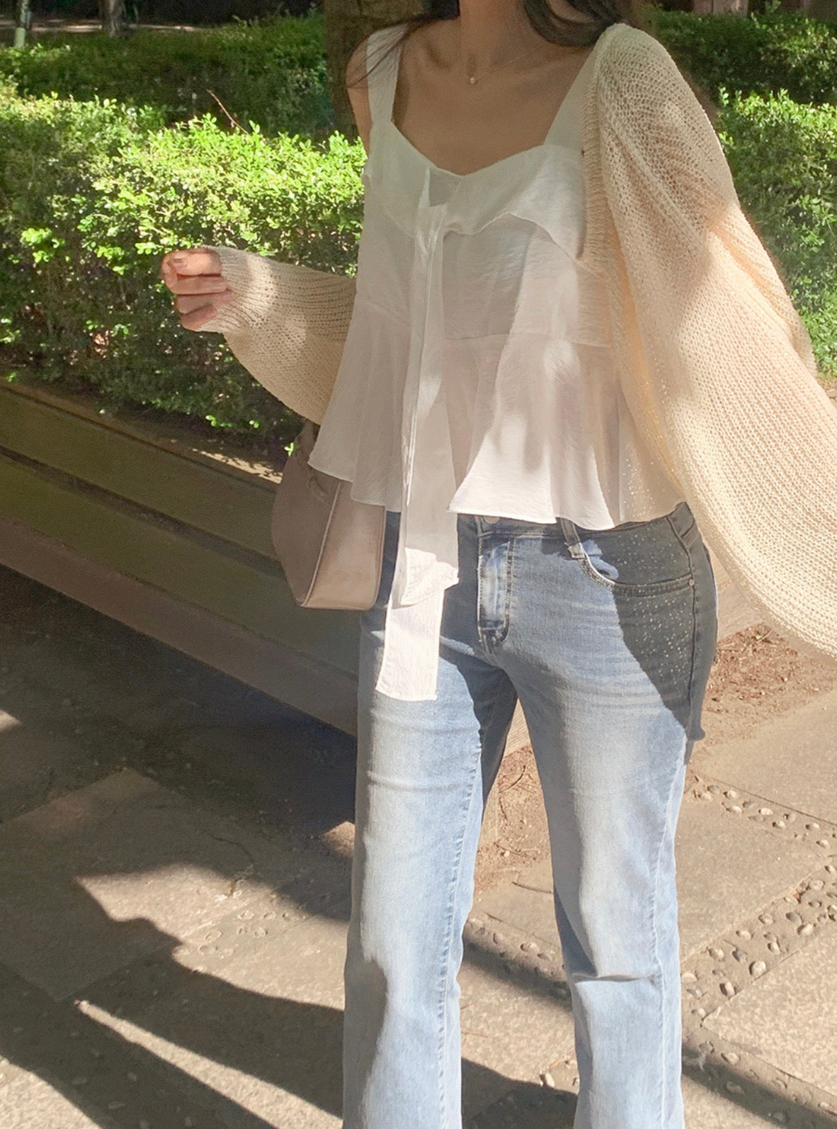 Sweet Lace-up Strap Top with Ruffles