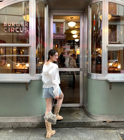 French-Style Elastic Waist Hoodie