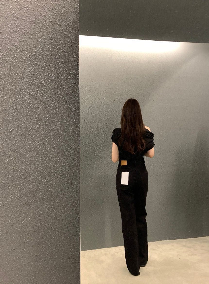 法式斜肩顯瘦top