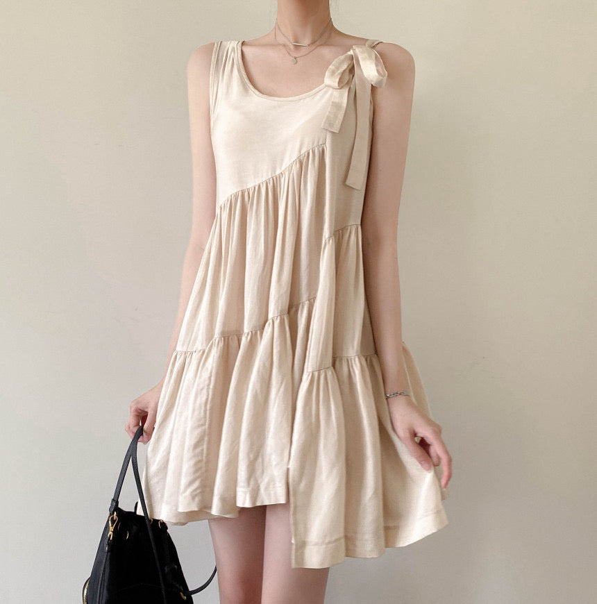 不規則系帶無袖連身裙