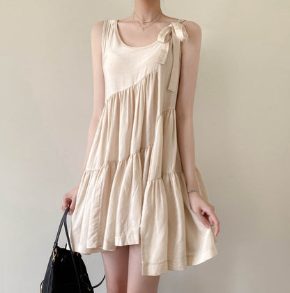 不規則系帶無袖連身裙