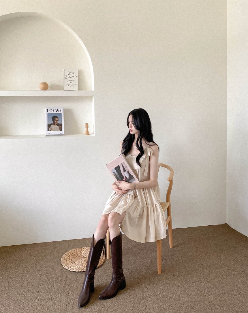 不規則系帶無袖連身裙