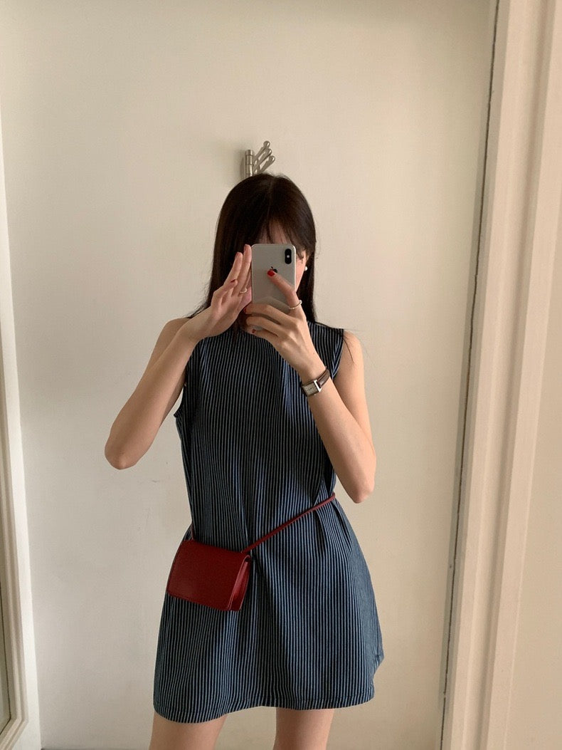 Striped Vest Denim Dress