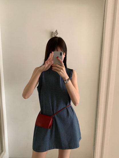 Striped Vest Denim Dress