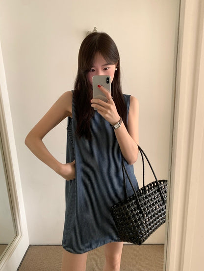 Striped Vest Denim Dress