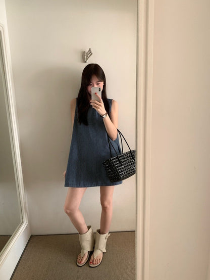 Striped Vest Denim Dress